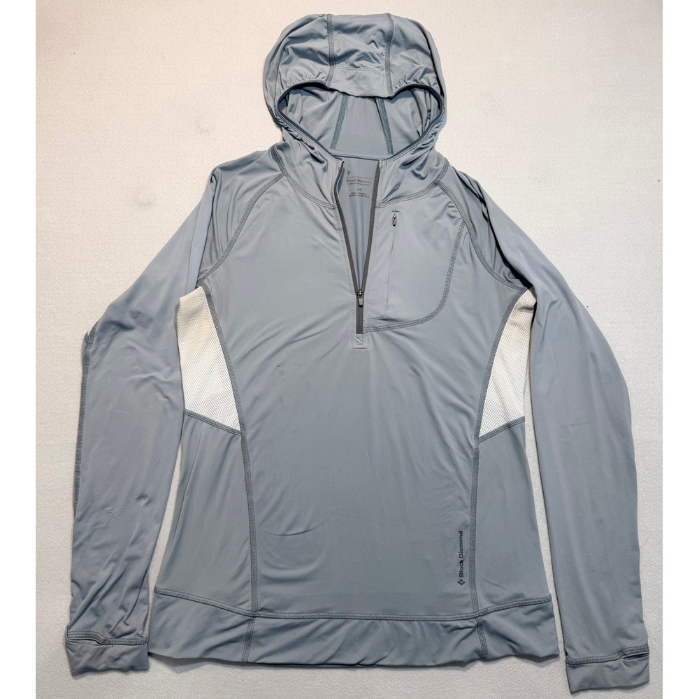 Black Diamond Women Hoodie Pullover Quarter Zip Alpenglow Sun Shirt Gray Size S